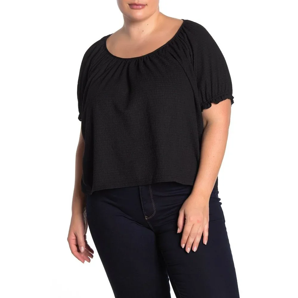 NWT Madewell Texture & Thread Black Peasant Top